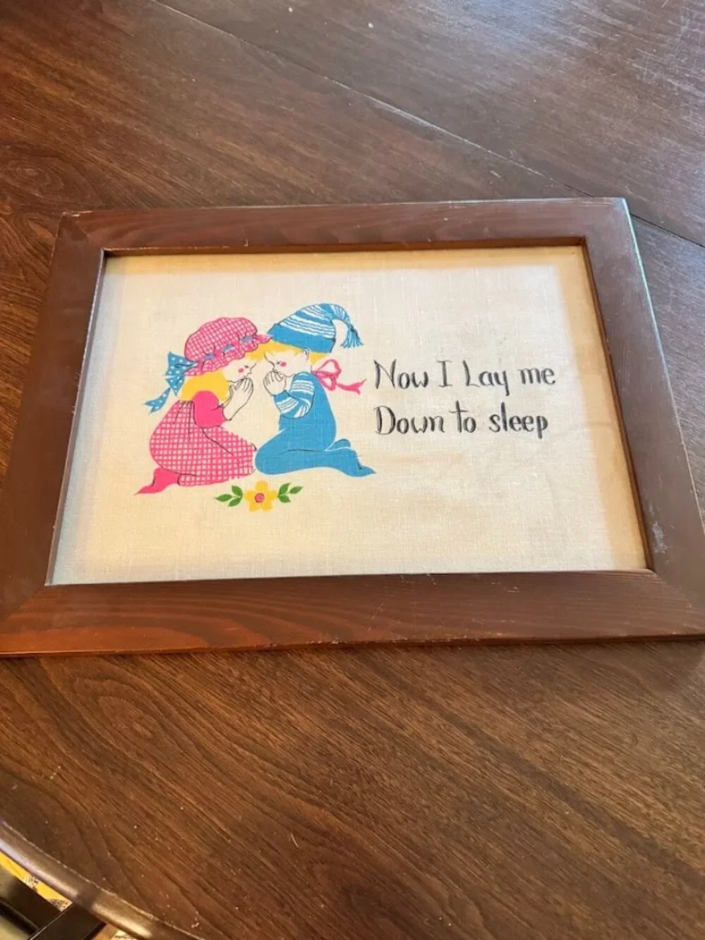 Bedtime Prayer Wall Hanging Now I Lay Me Down to Sleep Nursery Decor Vintage